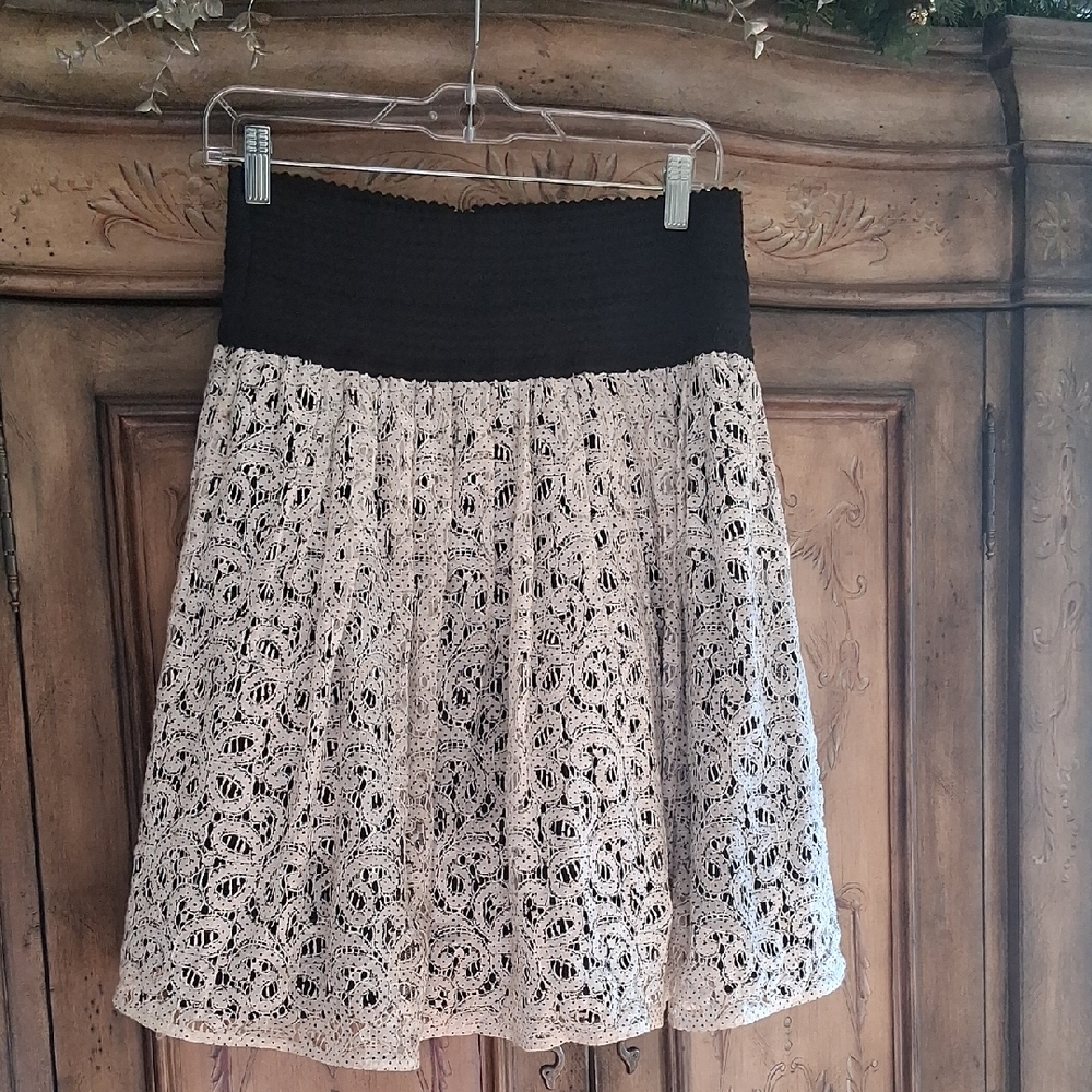 HD in Paris Black and Cream A-Line Skirt